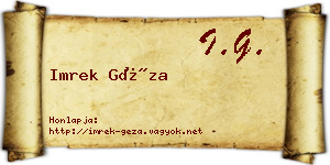 Imrek Géza névjegykártya